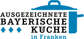 Logo der Auszeichnung für "Ausgezeichnete Bayerische Küche in Bestform" mit drei Rauten